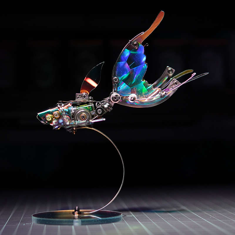 机械党蝶翼飞鱼金属拼装模型3d立体拼图精密机械diy手工磁吸玩具