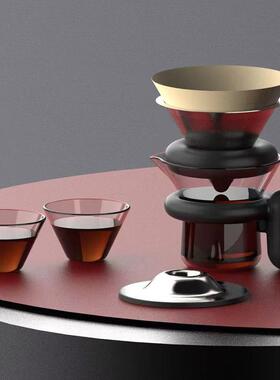 世器迷你快客杯玻璃咖啡器具户外功夫小茶具创意杯一壶两杯套装