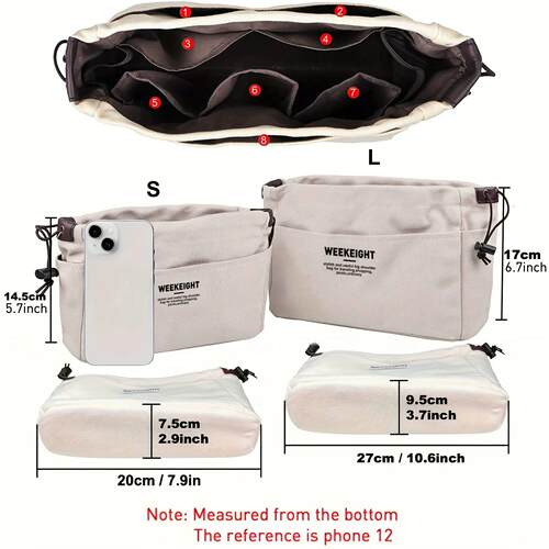 Drawstring Canvas Storage Organizers Multi-Pockets Liner Bag