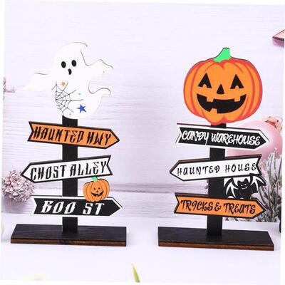 Halloween pumpkin letters wooden decoration ghost table 万圣