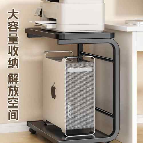 电脑主机托架底座放双层可移机箱散热盘动架支架桌下置柜带F998M8