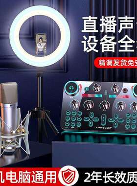新款v20声卡专业级k歌声卡麦克风话筒套装主播网红直播带货PK通用