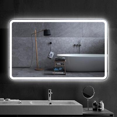 生间镜贴墙洗间洗漱台l卫ed带灯智能YWL化镜防手雾方形妆壁挂浴室