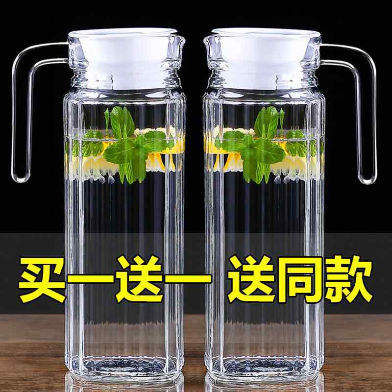 水具2l耐高温加厚大商用凉水杯锤纹防爆冷水壶玻璃钢化泡茶壶容量