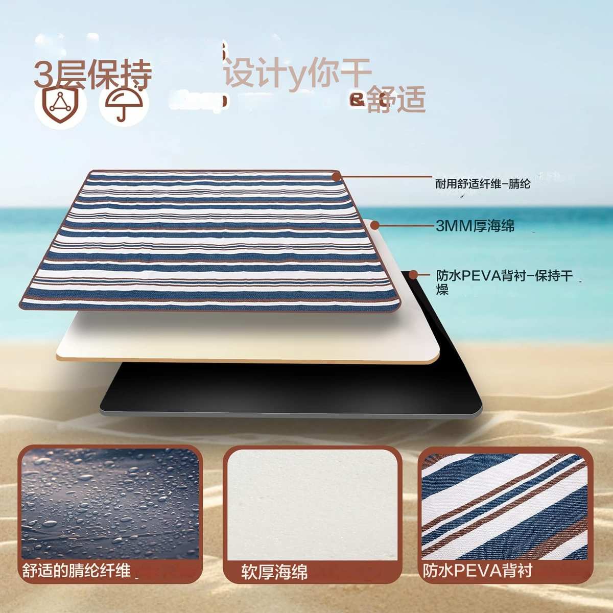 野餐垫防潮垫加厚户外野炊野营沙滩帐篷地垫防水草坪垫子便携郊游