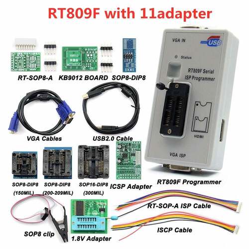RT809F主板液晶高速USB编程器BIOS烧录器 智能读写程序 11件套