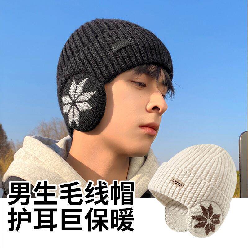 冬季男士骑行护耳加绒针织帽