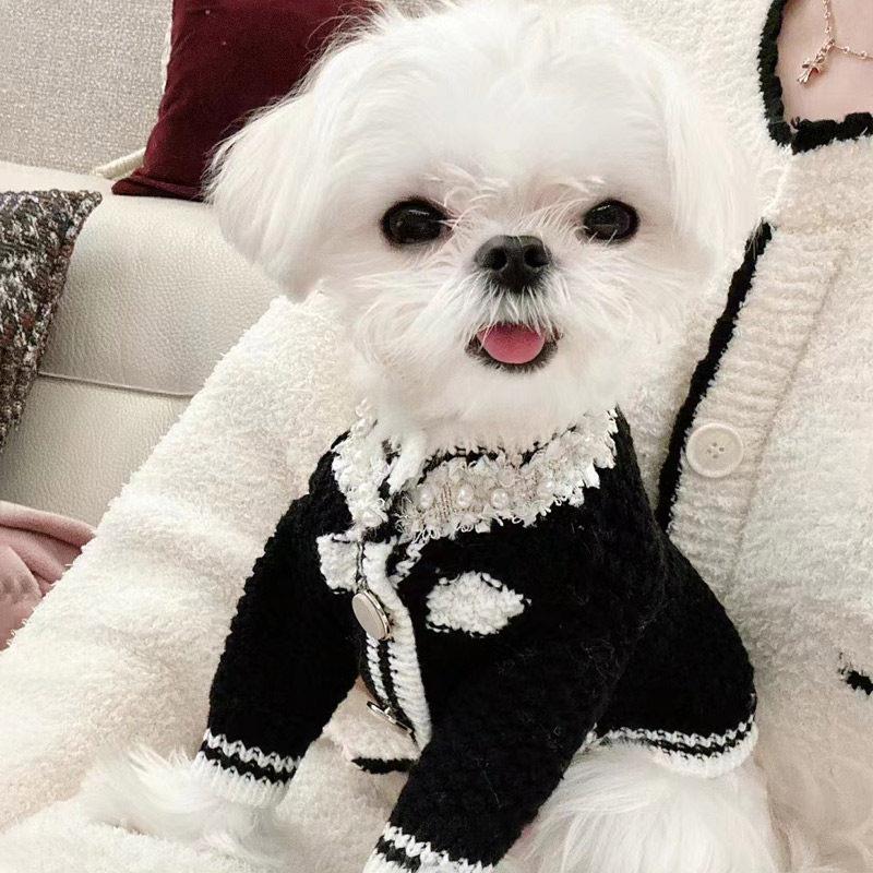 马尔济斯专用衣服狗狗小香风针织开衫毛衣秋冬季冬天小型犬幼犬