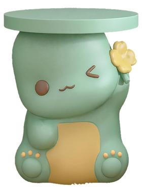 小奶龙床头柜现代简约小茶几卡通奶油风边几树脂落地家居摆件收纳