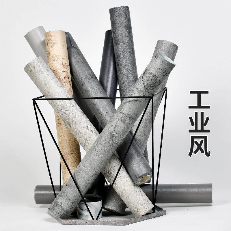 水泥工业灰贴纸自粘防水复古墙纸灰色贴膜工程展架柜厅翻新贴