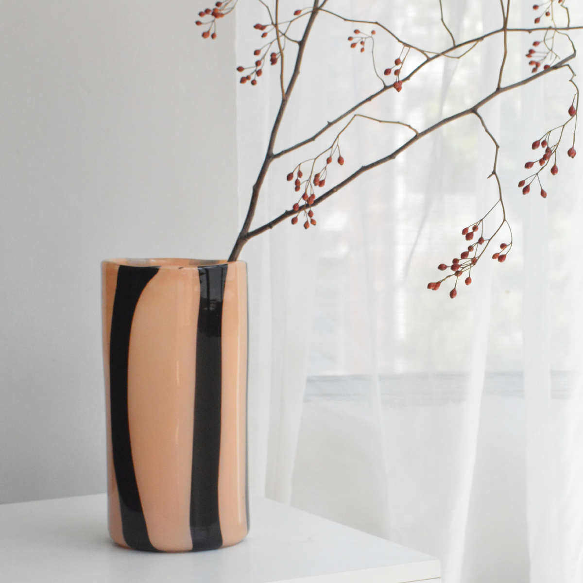 北欧设计极简拼色不规则条纹肌理直筒玻璃花瓶客厅桌面软装摆件,家居饰品,装饰摆件,淘宝优惠券,粉丝福利购,淘宝优惠卷