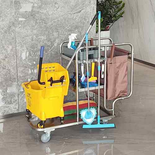 不锈钢保洁车酒店客房手推车布草车物业打扫卫生清洁车工具车推车