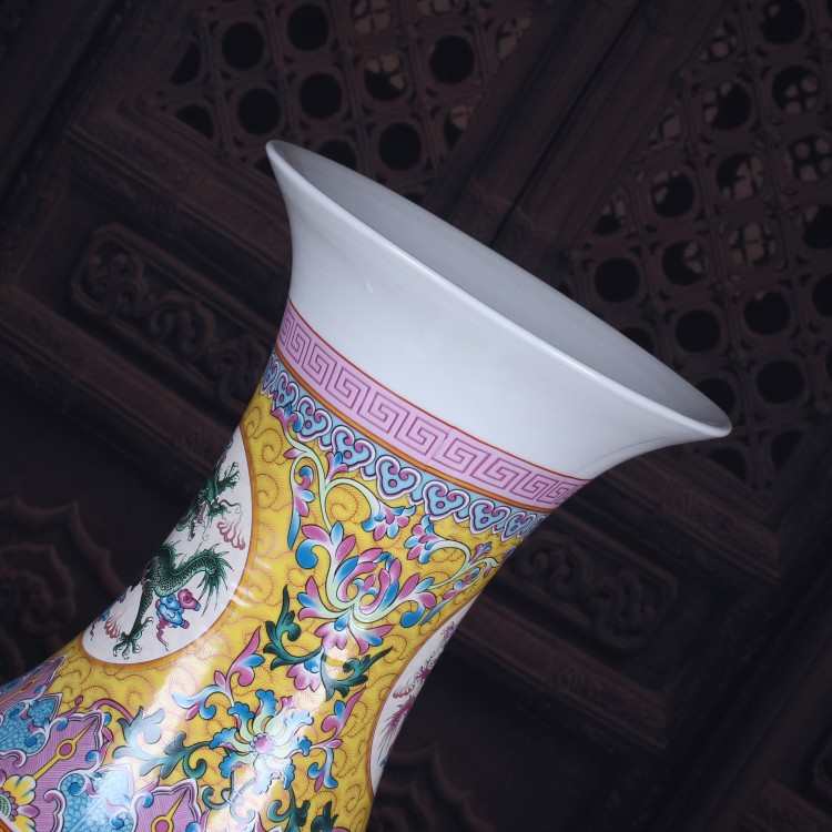 陶瓷工艺品景德镇厂家批发 釉上彩九龙赏瓶大号陶瓷花瓶家居摆件