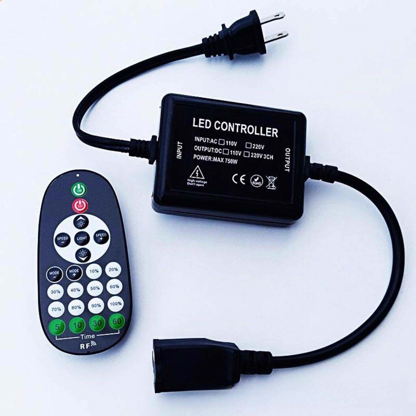 新款高压防水闪烁LED灯串调光器110V/220V遥控定时单色灯串控制器