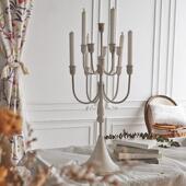 饰 白色覆古烛台摆件浪漫烛光晚餐道具婚庆西餐ins装 BJ18 欧法式