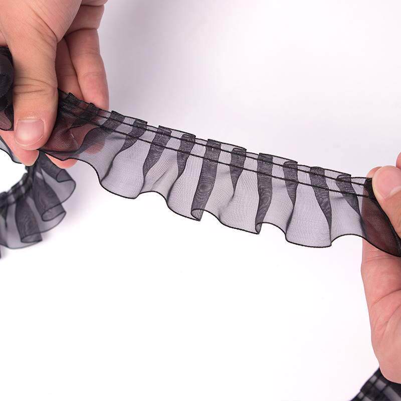 雪纺纱花边辅料裙边袖口边领口边包边装饰褶皱蕾丝边布条diy王之