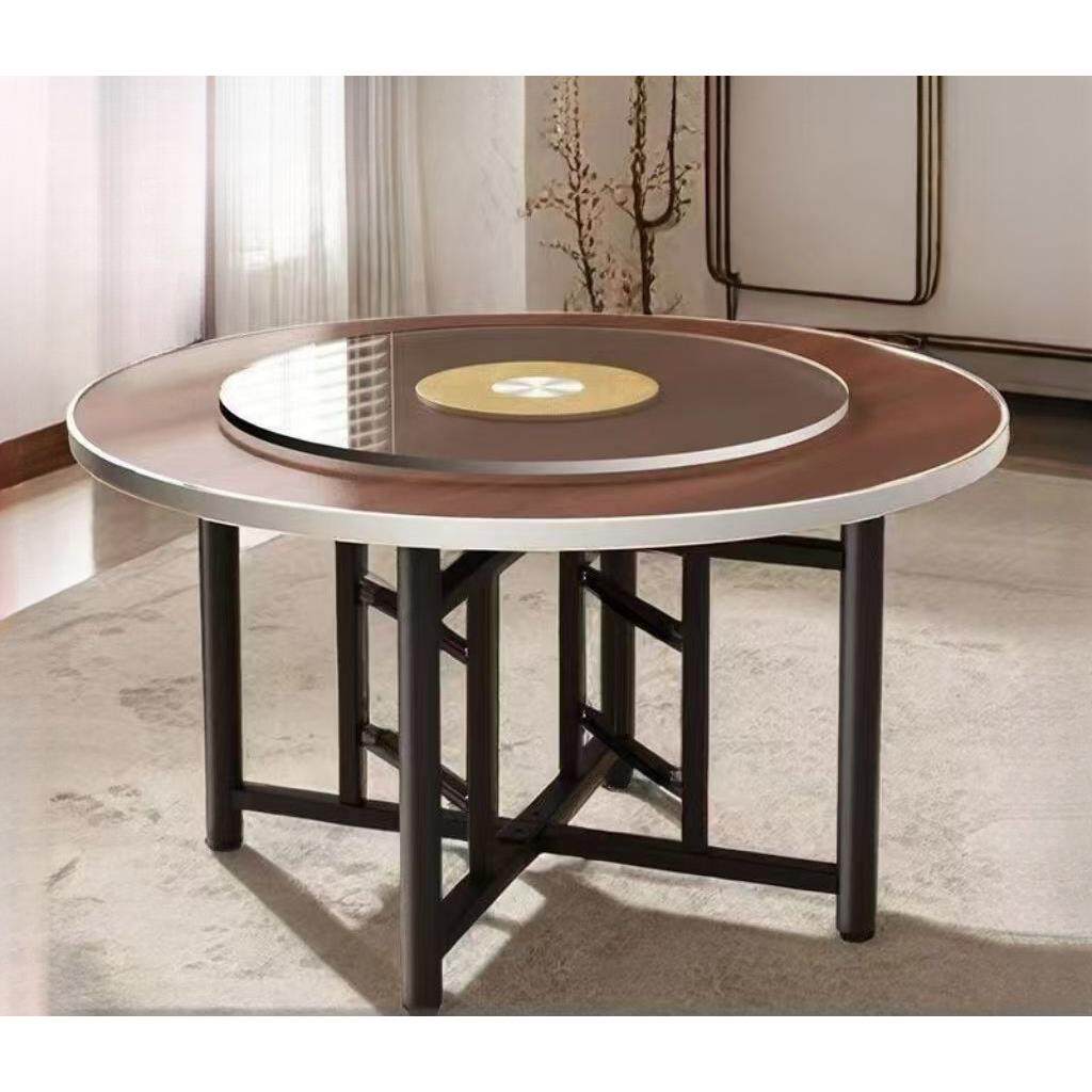10人加厚大圆桌餐桌宴席家用实木可折叠酒店圆桌面板12人圆形餐桌
