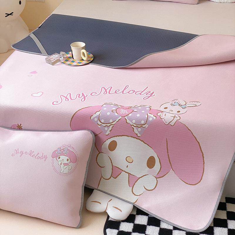 A类抗菌透气夏季凉感女孩可爱印花冰丝席异型平席养生席二三件套