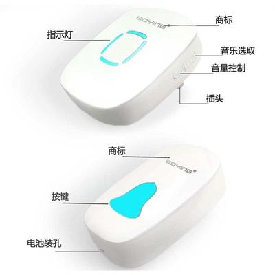 博颖A507一拖二家用无线门铃 交流数码音乐门铃远遥控门铃老人呼