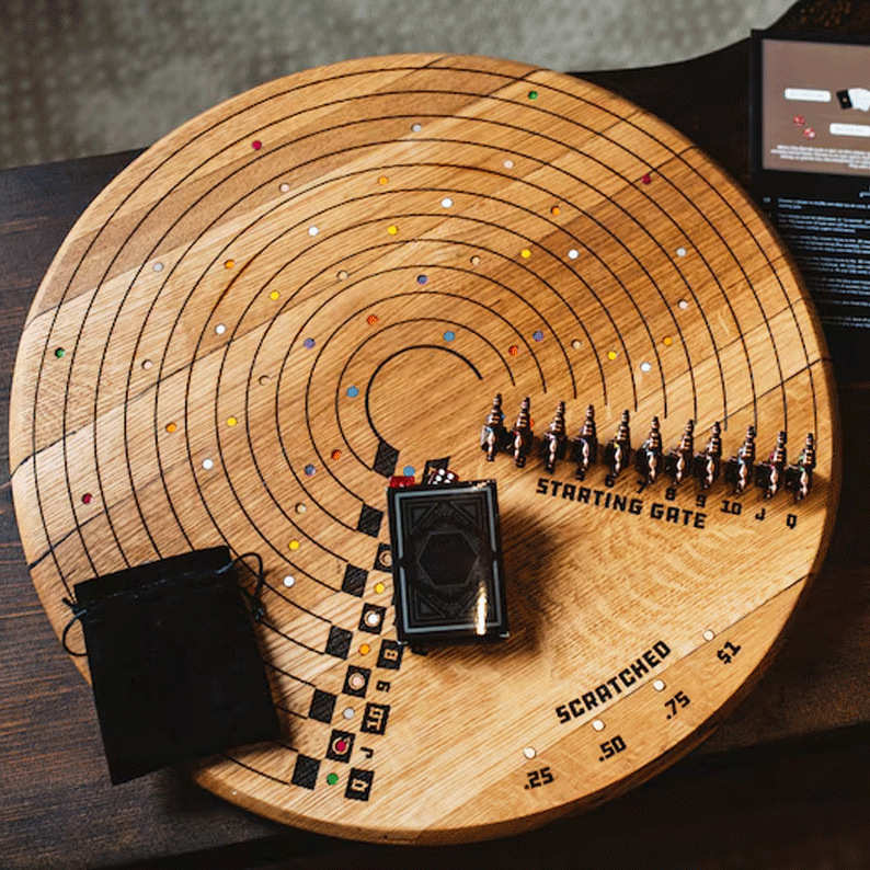 跨境Scratched Horses Game made from a whiskey barrel木质新款