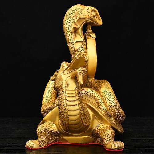 黄铜龙龟摆件玄武神兽招财进宝装饰品铜龟蛇四方神兽家居客厅摆件