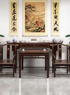 农村中堂六件套实QNZ木新用中式八仙桌简约条案供奉台家桌条几花