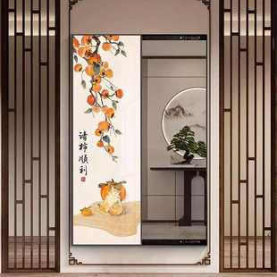 立式隐形穿衣镜壁挂式装饰画镜子双面印花门帘推拉隐藏式试衣镜