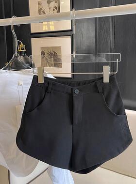 专柜黑色西装短裤女春夏新款外穿打底高腰下衣失踪显瘦靴裤小个子