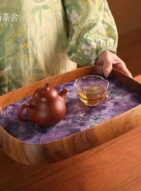 云杨茶舍实木芳圆茶盘干泡台一人家用小型胡桃木茶托 托盘茶台新