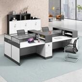 现代极简主义工作站办公屏幕4 6人电脑展台办公桌椅组合