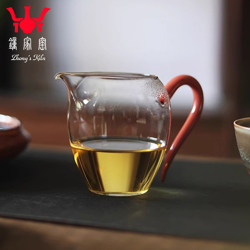 钟家窑玻璃公道杯茶海公道分茶器茶漏套装耐高温玻璃带把手公道杯