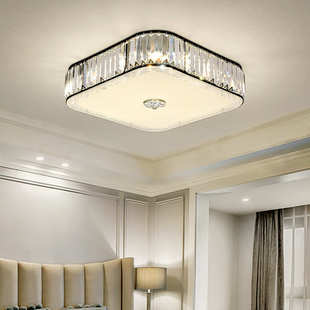 卧室水晶灯 吸顶灯主房间简约现代led灯婚房圆形温馨浪漫方形灯具