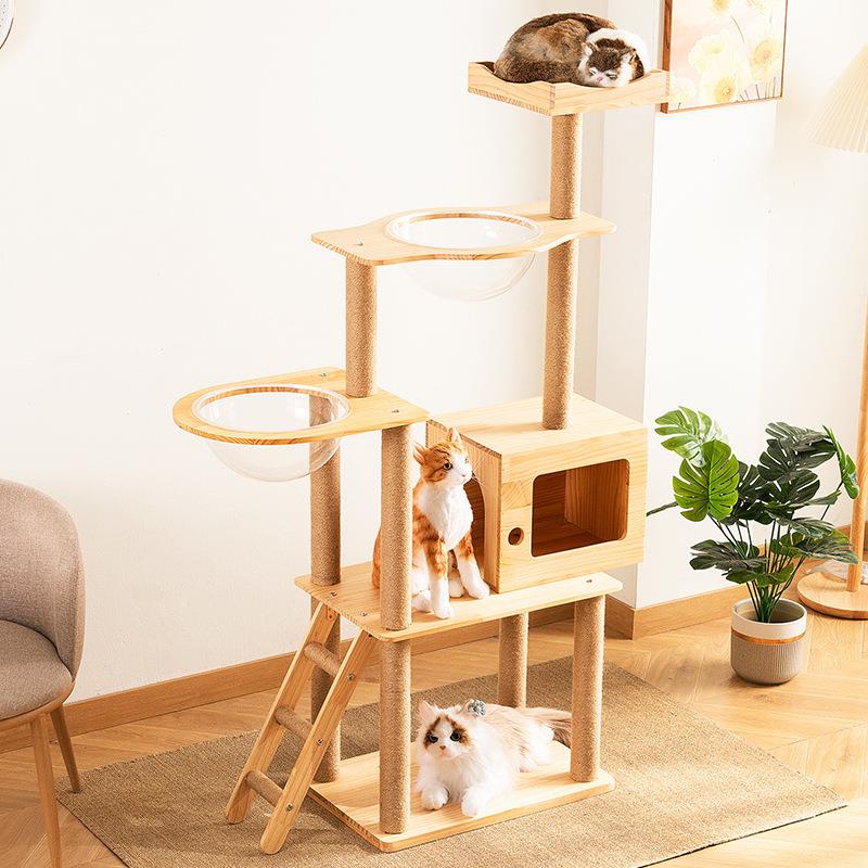 木质猫爬架猫窝猫跳台猫吊桥软梯猫舍猫爬架DIY猫树一体多功能