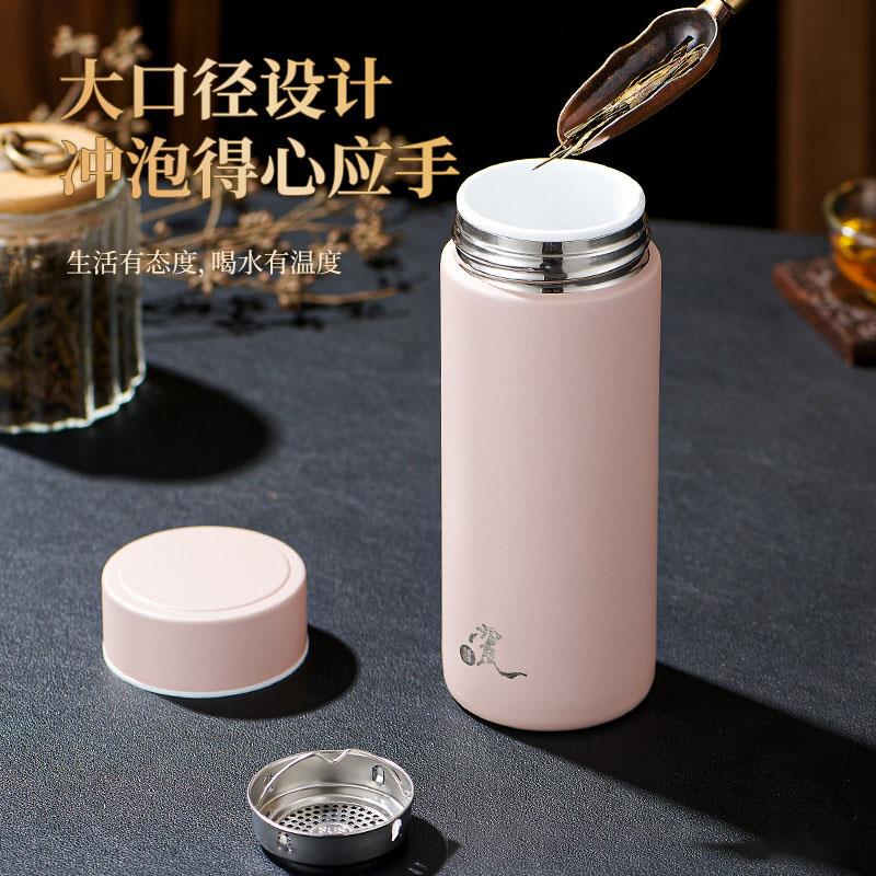 纯陶瓷保温杯女颜值杯大容量双饮咖啡杯车载随手学生茶水杯