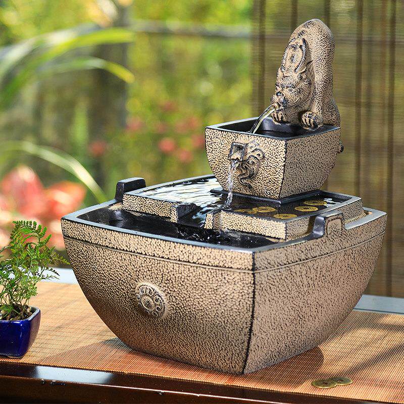 汉韵堂招财流水摆件开 业礼物高档茶室生财礼品公司办公室前台装