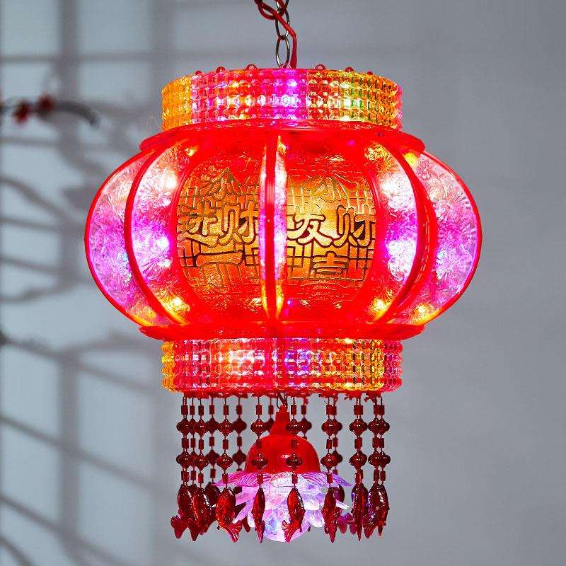 2026新款灯笼一对七彩led旋转走马灯阳台大门口宫灯挂饰新年装饰