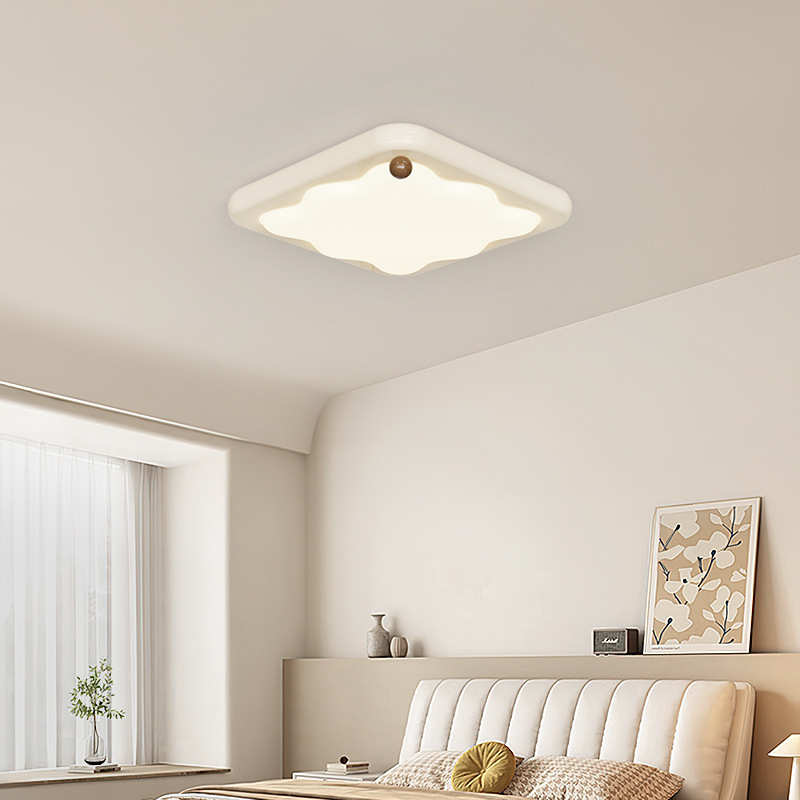 新中式客厅主灯胡桃色木纹中古侘寂风吸顶灯复古卧室书房灯具