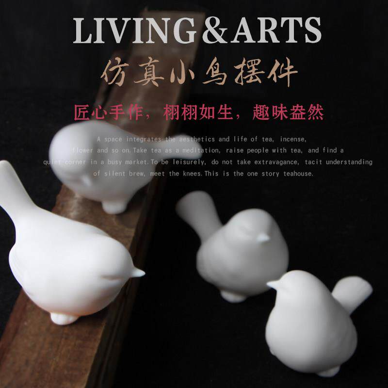手工陶瓷摆饰彷真动物小鸟喜鹊创意家居装饰品工艺摆设品简约现代