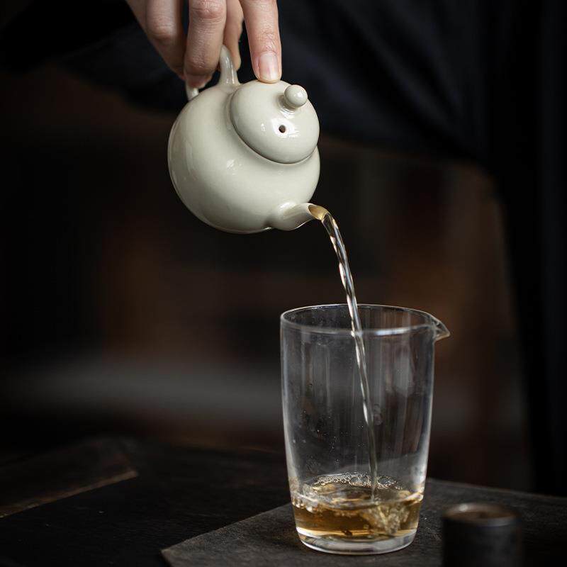 日式手工草木灰釉茶壶复古单壶小茶壶家用陶瓷过滤泡新品