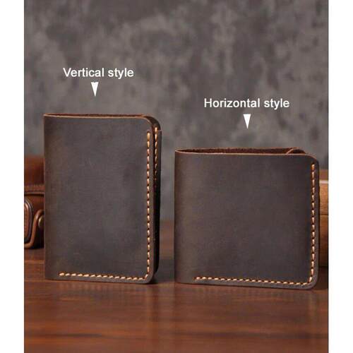 Handmade Vintage Crazy horse Genuine Leather Men Wallet Men