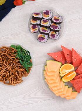 一次碟子圆性椭形圆NRG形塑料PP厚透明烧烤水果餐盘野餐酒加席盘