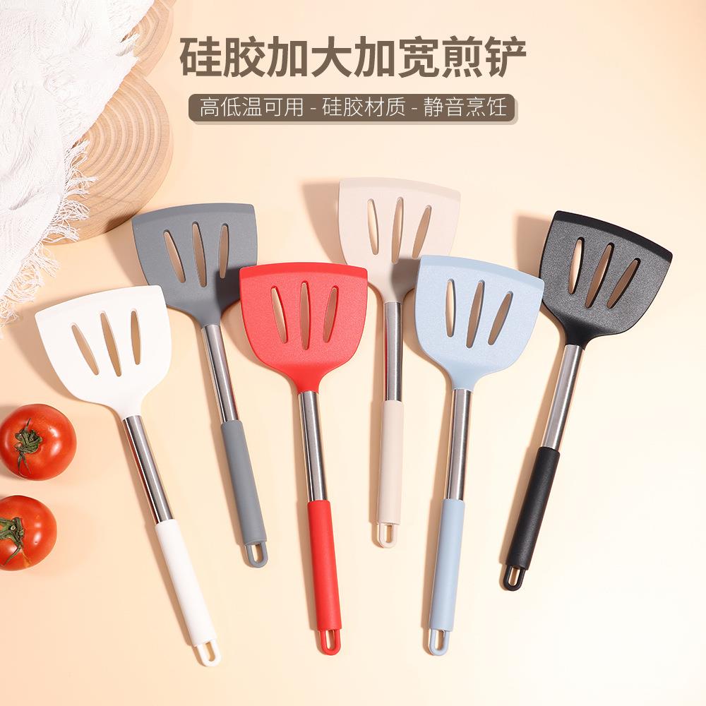 现货硅胶厨具14件套装不粘锅烹饪铲勺烘培工具跨境不锈钢管柄厨具