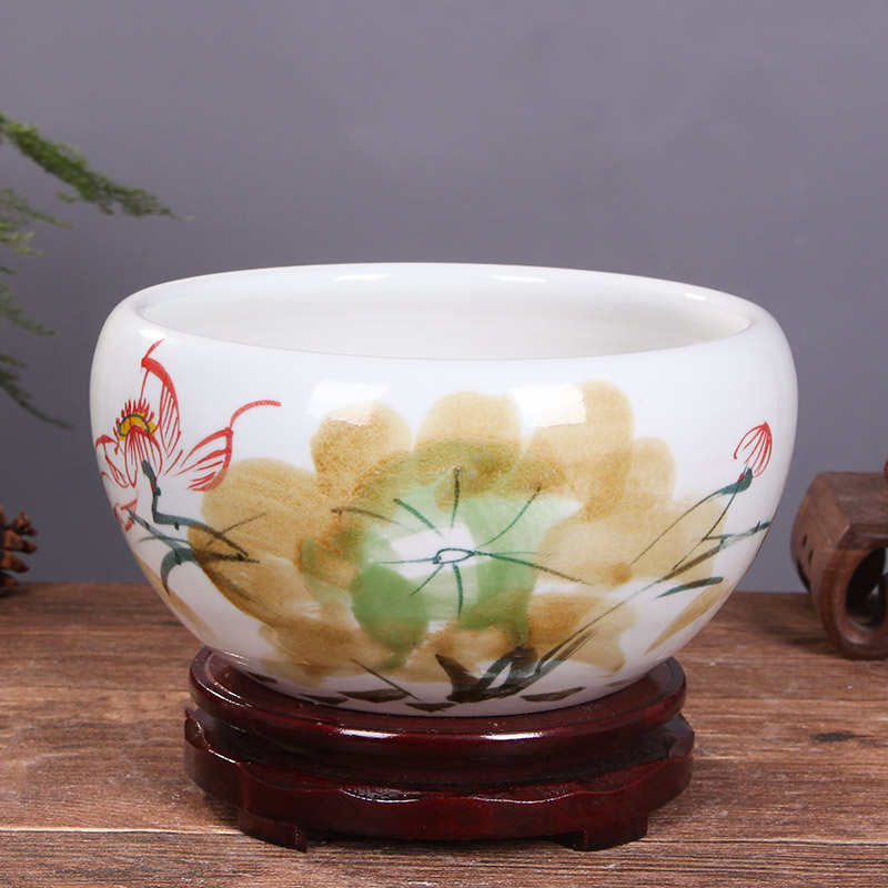 景德镇陶瓷花盆创意室内花盆睡莲碗莲花盆荷花盆植物花盆客厅鱼缸
