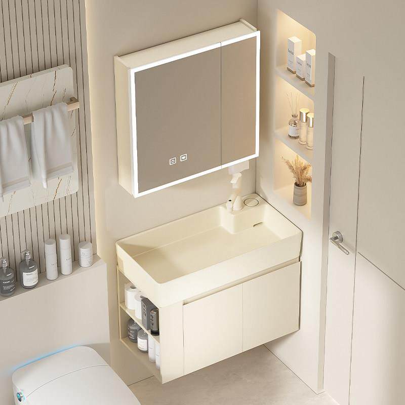 日式奶油风实木多层浴室柜洗手盆组合卫生间小户型带侧边柜洗脸盆,家装主材,浴室柜组合,淘宝优惠券,粉丝福利购,淘宝优惠卷
