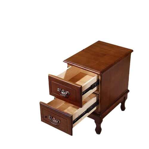 床边小型胡几角美式全柜窄几实木卧室复古桃色柜边30cm