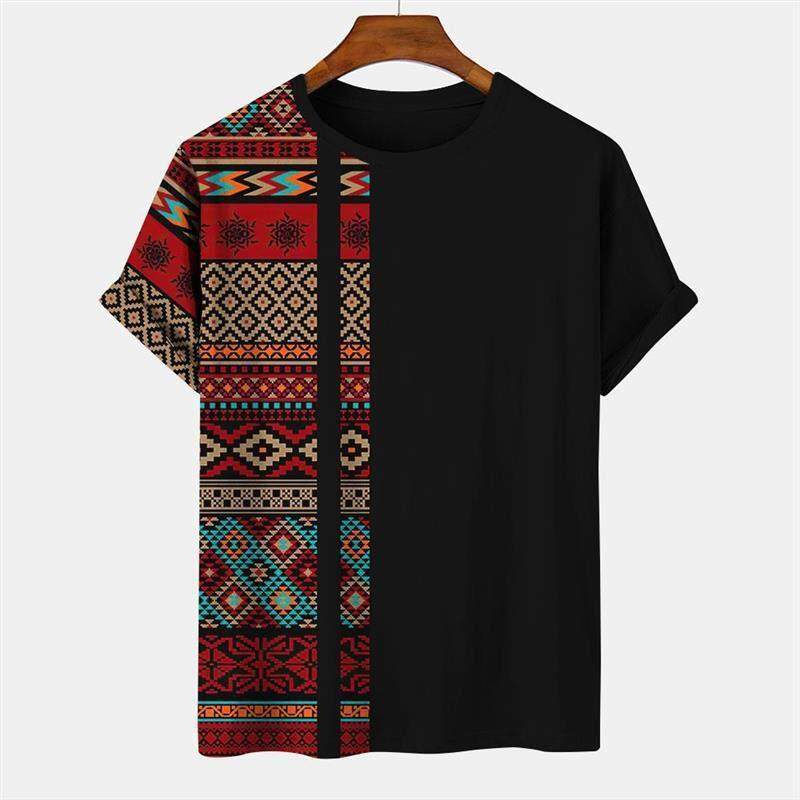 Vintage Men&amp;#39;s Striped T-shirts Summer Short Slee