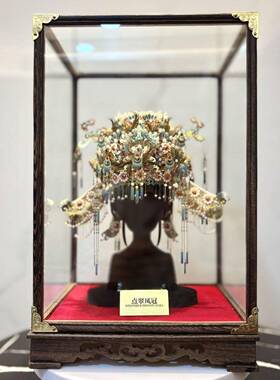 拼酷点翠凤冠鸡翅木宝笼玻璃罩展示盒古董文玩佛龛像摆件防尘罩
