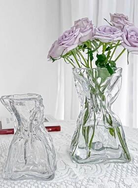高级感简约创意不规则民宿花瓶透明玻璃客厅桌面插花水培装饰摆饰