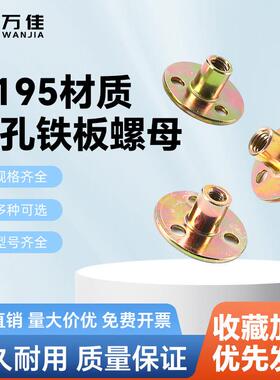 三孔铁板螺母M6M8M10M1/4高强度加厚法兰面家俱对锁t型螺母大全