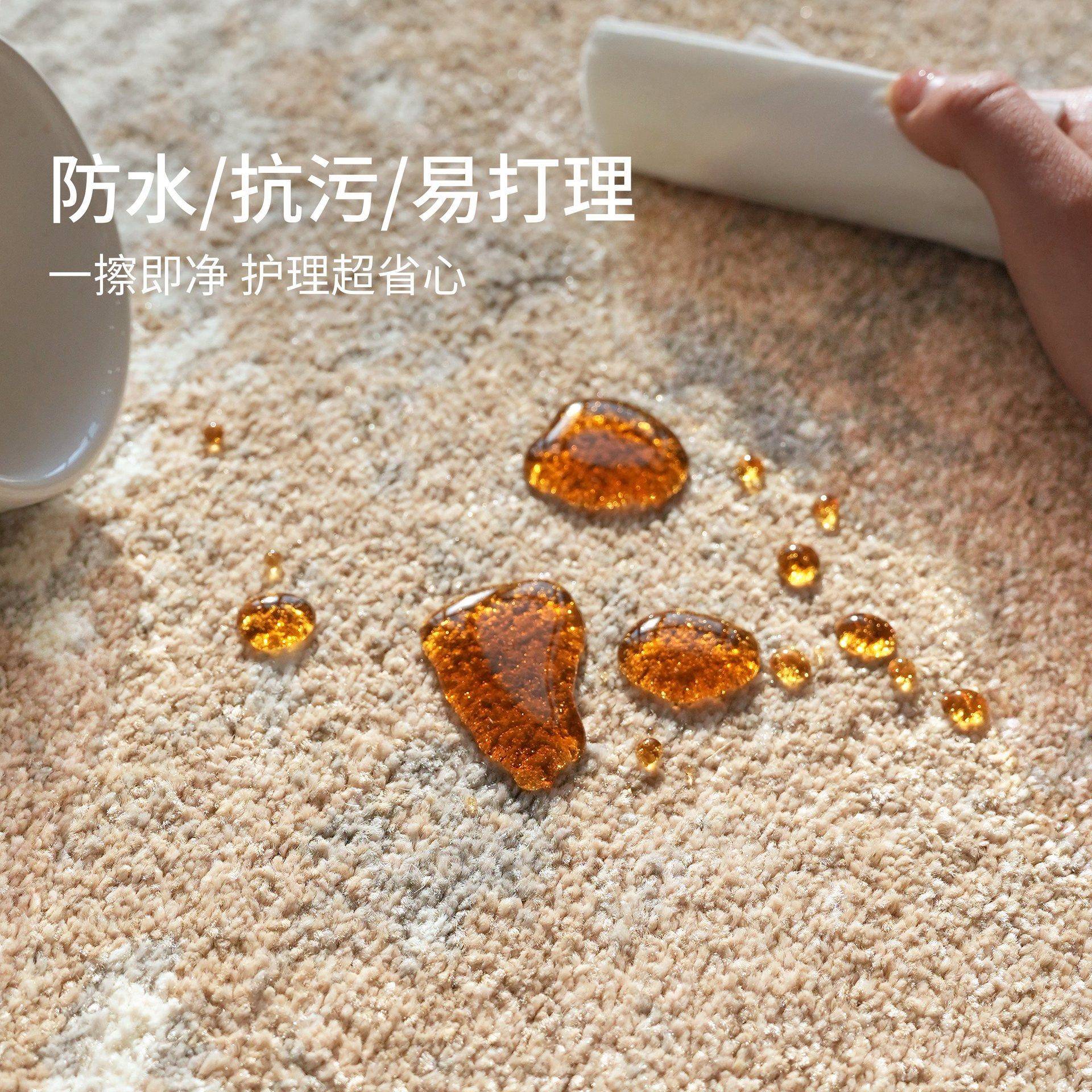 无胶地毯客厅美式简约轻奢茶几毯北欧风抽象床前毯卧室耐脏地毯